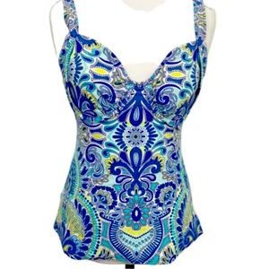 Title Nine paisley bra size underwire tankini 36DD and swim shorts L